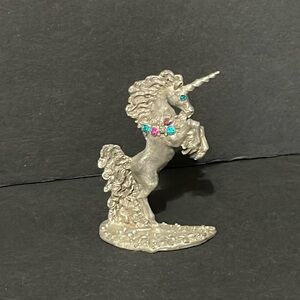 VINTAGE 1993 COMSTOCK CRYSTAL PEWTER UNICORN FANTASY FIGURINE